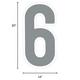 Silver Number (6) Corrugated Plastic Yard Sign, 30in